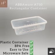 (READY STOCK) 50 Sets ABBAware A750750ml Food Container Plastic Rectangular Disposable Plastic Food Container.