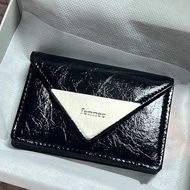 ((Original High Quality) Korean New Style Niche fennec Cowhide Bag Triangle Brand Flip ID Card Holde