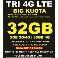 THREE INJEK Big Kouta LTE 32 GB 30 Hari Tri3 Murah Lngsung Masuk