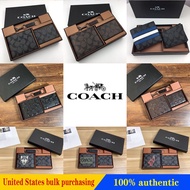 Compact ID Wallet With Varsity Stripe Men Wallet COACH Short Wallet Trifold Wallets 74993 26072 75371 31522 37333 11945