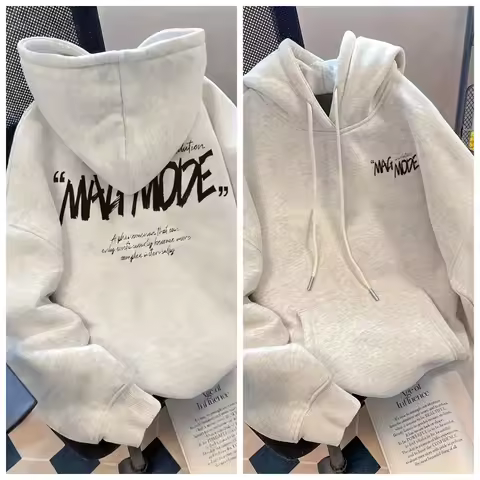 2025 Autumn Winter Men's Casual Hoodie with Letter Printing Neutral Pure Loose Luxurious Fashion Com