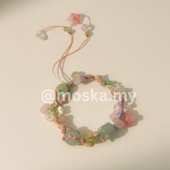 Moska Tail Bangle for Women with Flower Pendant Bracelet Fixed Size Bracelet Gelang Manik  Serut