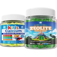 Zeolite Detox for Kids & Adults, Zeolite Gummies w/Chlorella, Spirulina,+Kids Calcium Gummies with P