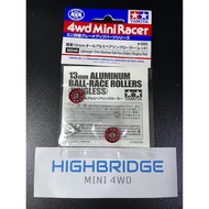 Tamiya 95549 Mini 4WD Lightweight 13mm Aluminum Ball-Race Rollers Ringless Red Roll 13 Hole