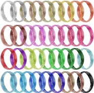 36 Rolls 20 Gauge 32.8 Feet Aluminum Wire Soft Colored Wire Armature Anodized Bendable Metal Wire Jewelry Making Wire for DIY Crafts Dolls Sculpting Beading Garden Floral Supplies Gem Wrap, 36 Colors