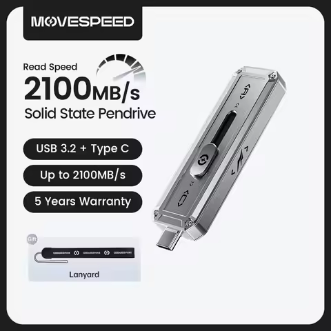 MOVESPEED 2100MB/s 2TB 1TB USB Flash Drive 20Gbps USB3.2 Gen2x2 Type C Solid State Pen Drive 512G 25