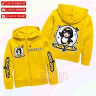 Gugu Gaga Penguin Cute Edmin Kids Hoodie Jacket Free Name Gugu Gaga Kids Zipper Jacket/