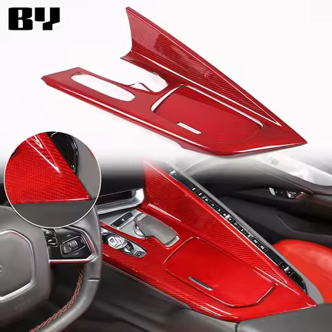 For Corvette C8 Coupe Z51 2020-2022 Real Carbon Fiber Car Gear Shift Panel Frame Cover Sticker Trim 