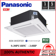 Panasonic Ceiling Cassette 3hp Aircond S-30PU1H5C-1 &amp; U-30PN1H5-1 (Panel CZ-KPU3H) R32 4-Way Ceiling Cassette Non-Inverter Air Conditioner R32 (30,000Btu) - with Nanoe-X (Improves Air Quality)
