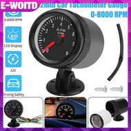 E-WOITD 2" 52mm Car Meter Tachometer RPM Gauge 0-8000RPM Analog  Case With White LED For 1-8 Cylinde