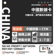 【🔥最強中國移動5G網絡🛜】DATA TRIBE 數據部落 5G/4G 中國及澳門 中國移動 無限上網 免VPN 免翻牆 即插即用 中國 內地 大陸 澳門 電話卡 上網卡 SIM卡 DATA卡
