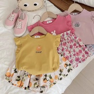 2025 Girls' Flutter Sleeve & Floral Shorts Set | Baby Summer Sleeveless Coord Outfit Suits