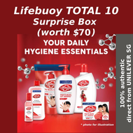 LIFEBUOY Total 10 Family-size Surprise Brand Box (worth $70) ( Lifebuoy Total 10 Body wash / Hand Wash / Hand Sanitizer / Soap / Wet Wipes )
