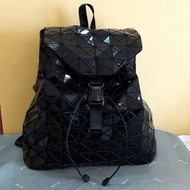 Glossy Black Issey Miyake BAOBAO Drawstring Backpack / School Bag / Diaper Bag