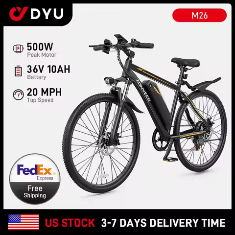 DYU M26 Electric Bicycle 36V10AH Detachable Battery Peak 500W Motor Shock Absorbing Fork UL2849 Cert