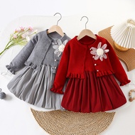 0109 Children's Sweater Two-Piece Set Autumn Winter New Style Baby Girl Knitted Cardigan Sweater Ves