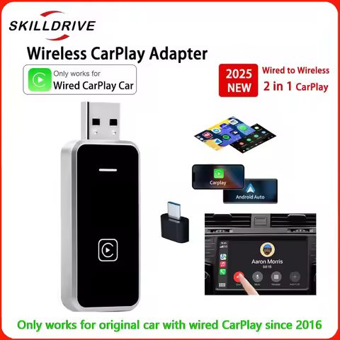 SKILLDRIVE 2 in 1 Wireless Carplay&Android Auto Adapter for Toyota Volvo Benz Audi MG Car with Built