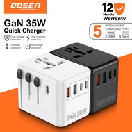 DOSEN Universal Adapter Travel International 35W USB C Adapter Fast Charger QC 3.0 Charger Type C Pl