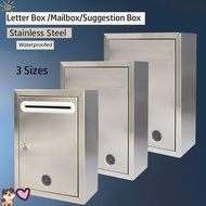 GSFMLO Letter Box, with Locks Stainless Steel Mailbox, Portable Waterproof 3 Sizes Ballot Box Outdoo