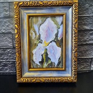 Impasto oil iris in a vintage frame 鳶尾花油畫