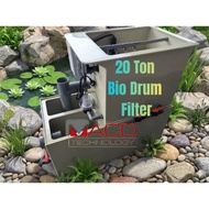 20Ton Rotary Bio Drum Filter Malaysia PVC Size RAS Aquarium Fish Tank RDF Microfilter Koi Pond 转鼓微滤机