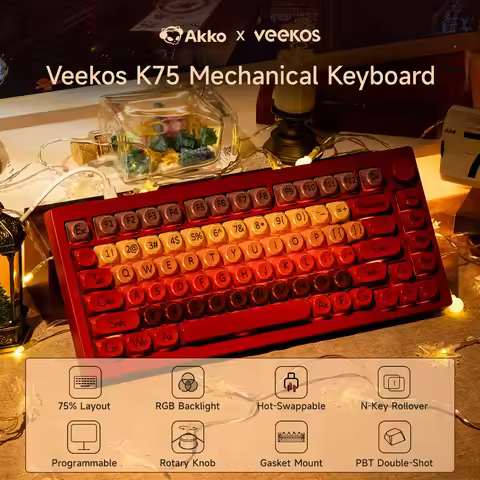 AKKO 5075 X Veekos K75 Gaming Mechanical Keyboard Keyboard 75% RGB 3/5-Pin Hot Swap Wired Customized
