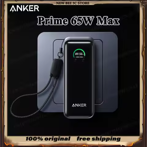 Sales ANKER 65W 3-in-1 Power Bank Built-in Lanyard Fast Charging Cable Ultra-compact Travel Charger