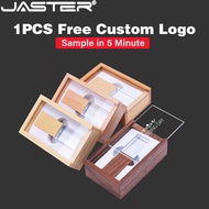 JASTER 1 Pcs Free Customer LOGO Wooden Crystal USB Flash Drive + Box Pen Drive U Disk 3D Laser Engra