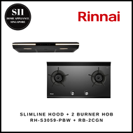 RINNAI RH-S3059-PBW SLIMLINE HOOD + RB-2CGN 2 BURNER BUILT IN HOB *BUNDLE DEAL* - 1 YEAR LOCAL WARRANTY