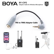 BOYA BY-CIP2สายอะแดปเตอร์ TRS ไปยัง TRRS สำหรับไมโครโฟนไร้สาย iPhone Android สมาร์ทโฟนสตรีมมิ่งวิดีโอบนยูทูปบันทึก