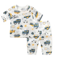 ◐❣☜Sut perabot musim panas kanak-kanak, baju tidur kanak-kanak lelaki, baju tidur katun budak lelaki