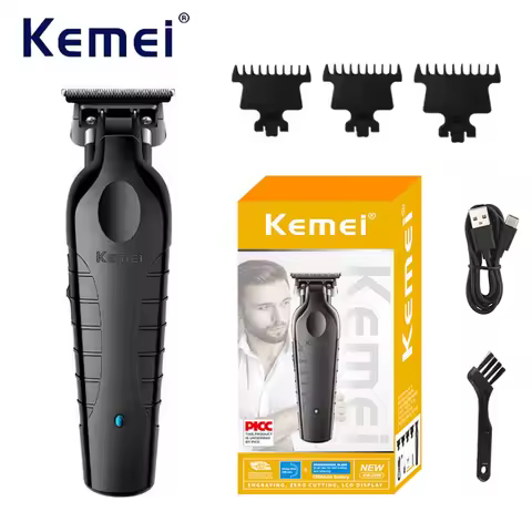 Kemei Hair Clipper Professional Hair Trimmer Electric Hair Cutting Machine Rechargeable 0mm Barber C
