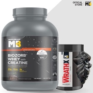 MuscleBlaze Biozorb Whey Protein with Creatine Monohydrate, Chocolate Fudge, 5lbs With Pre Workout W