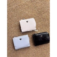 Korean Niche Brand fennec Cute Retro Love Cowhide Three-Fold Card Holder ID Bag Coin Purse Hanging B