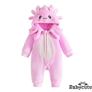 Baby Girls Axolotl Costume Romper Long Sleeve Halloween Hooded Jumpsuit