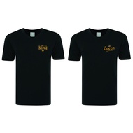 [KING & QUEEN SERIES ] 100% COTTON ROUND NECK COMFORT BLACK T- SHIRT  WITH KING OR QUEEN GLITTER WOR