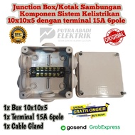 Junction Box Terminal Set 10x10x5 Complete with 15A 6 Hole terminal