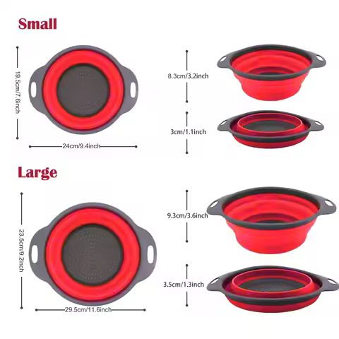 Collapsible Colander, Set of 2 Pcs Collapsible Strainer, Space-Saving Kitchen Strainer, Food-Grade F