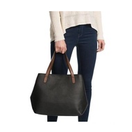 Mango Touch PU Leather Black Large Shopping Tote Bag