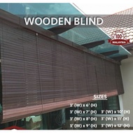 Wood Blind 3' (W) X 4' (H) - 12' (H) Bidai Kayu Meranti Solid Wood Premium Curtain Outdoor Indoor Home Interior Garden
