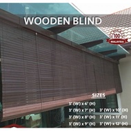 Wood Blind 3' (W) X 4' (H) - 12' (H) Bidai Kayu Meranti Solid Wood Premium Curtain Outdoor Indoor Ho