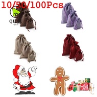 QIUJUU Drawstring Pouch Hessian Burlap  Christmas Candy Organizer