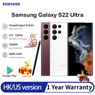 【1 Year Warranty】 100% Original Samsung Galaxy S22 Ultra 5G Smartphone Snapdragon 8 Gen 1 Octa Core 6.8"  AMOLED Screen 5000mAh Battery /108MP Qual Camera  Fingerprint Battery Samsung cell phone