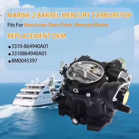 New Marine Carburetor For Mercruiser 2.5/3.0L 4CYL Engine W/Long Linkage Gasket Kit 3310-864940A01 3