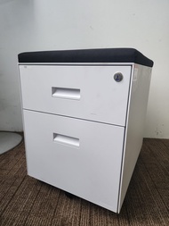 Steelcase Office Metal Mobile pedestal 2 Drawer Shelve Cabinet Storage With Lock key - Preloved