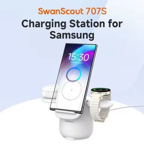 SwanScout 707S Charging Station for Samsung S25+ S24 S23 Z Flip 7 ZFold 7 Wireless Charger for Galax