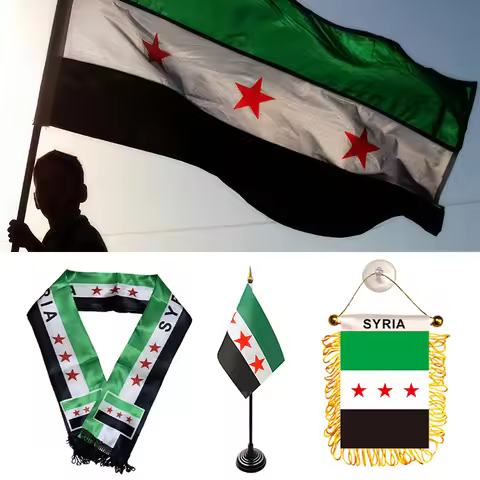 Syria Flag Scarf National flags Banners for Formal Event Syria Table Flag Mini Hanging Flag Three St