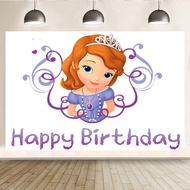 Được ủy quyền 1PC Disney Hoạt hình Công chúa Sofia dễ thương Chủ đề sinh nhật Trang trí tiệc Nền Vải