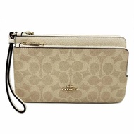 【全新】COACH C LOGO長夾式雙層大手拿包/零錢包(蕎麥白)