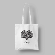 Zodiac Tote Bag: Aries Sign Symbol Multipurpose Canvas Tote Bag